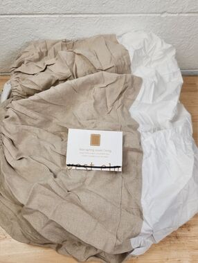West Elm Box-Spring Cover Boxspring Linen Drop Cotton Sheet Sz King NOS